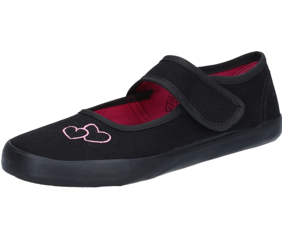 Mirak Black Bar Velcro Shooting Star Pumps Plimsolls Canvas Kids School Shoes