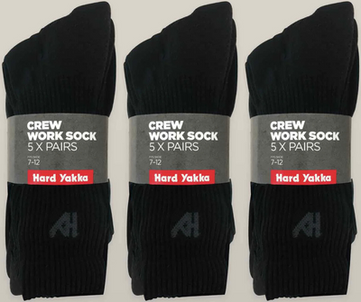 Hard Yakka Mens Crew Work Multi-Coloured Workwear Socks