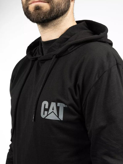 Caterpillar Hooded Mens Cotton Long Sleeve Tee