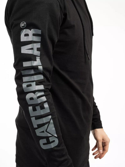 Caterpillar Hooded Mens Trademark Banner Tee Cotton Long Sleeve T-Shirt