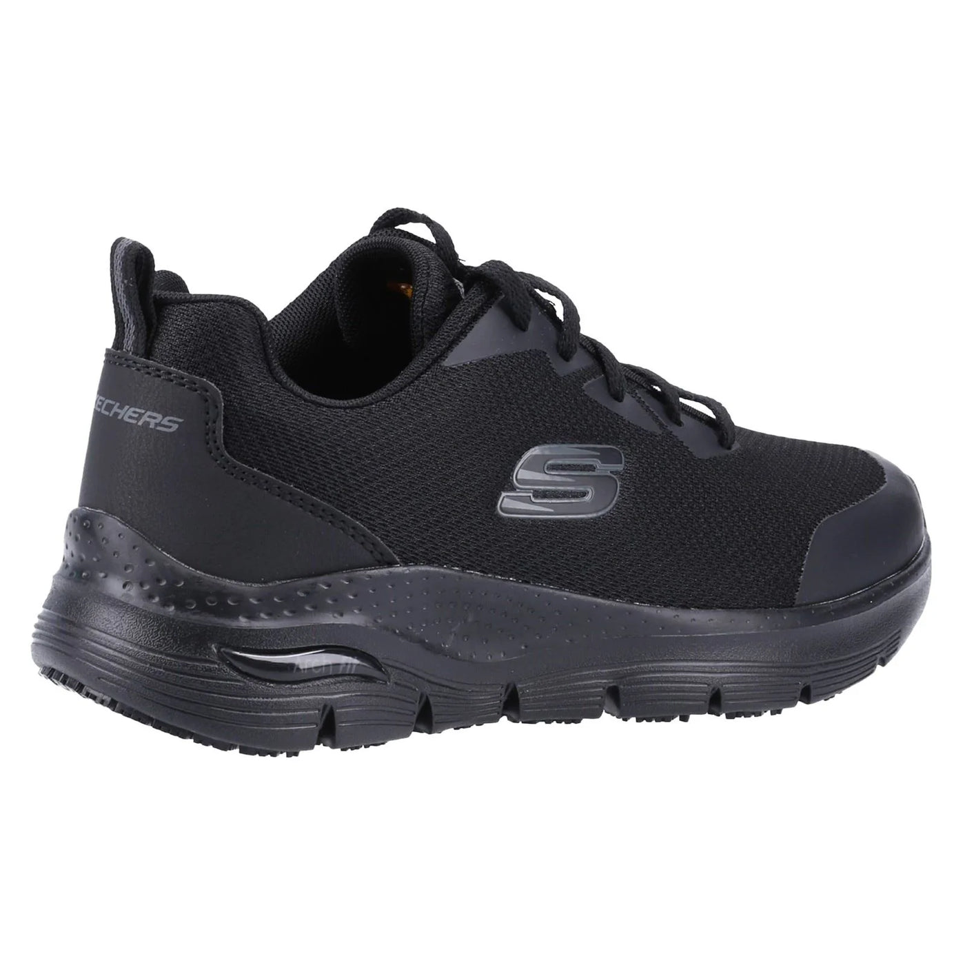 Skechers Work Arch Fit Lace Up Athletic Workwear Occupational Trainers Black