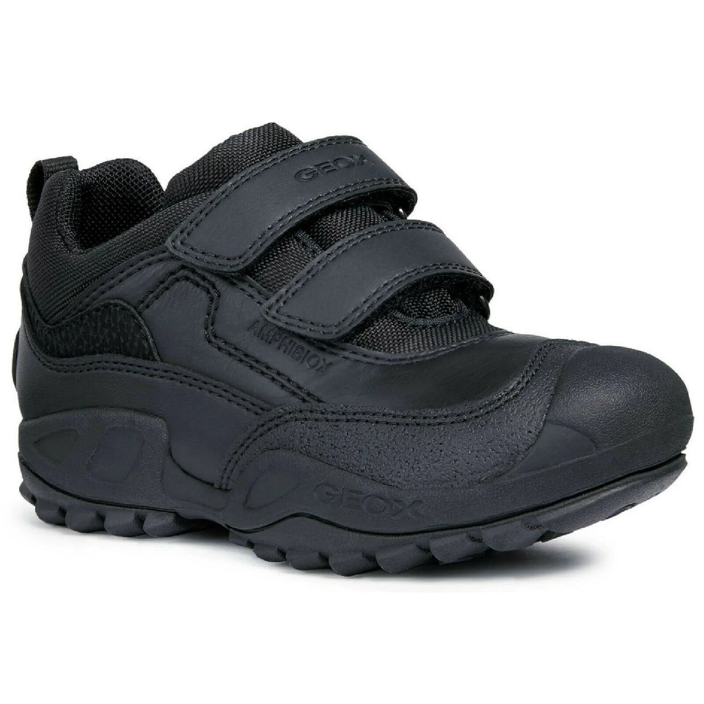 Geox New Savage Boy Trainer Ba Waterproof Black Leather Shoe