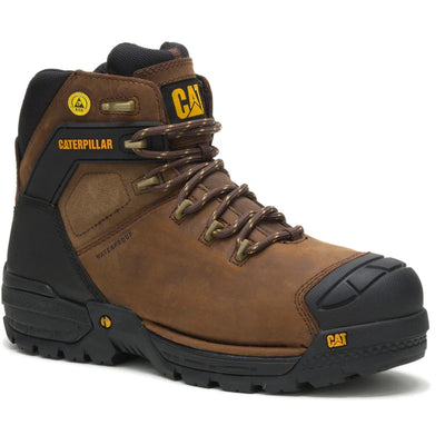 Caterpillar Excavator Dark Brown Leather Male Hiker Safety Footwear