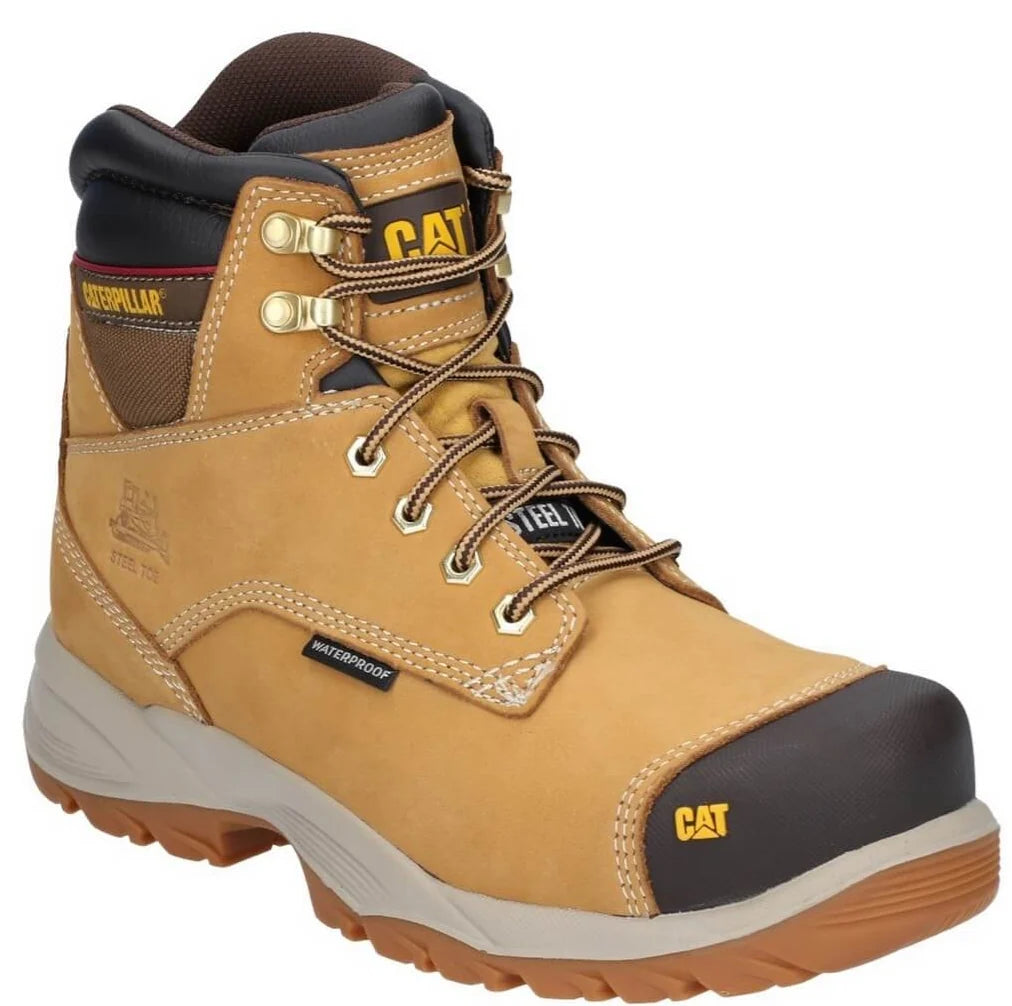 Caterpillar Men's Spiro Lace Up Waterproof Safety Boot (Honey)