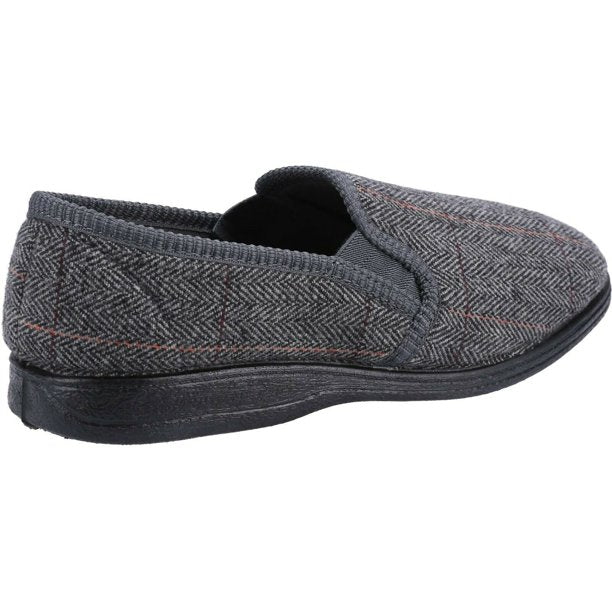 Fleet & Foster Mitchell Luxury Mens Slippers Comfy Tweed Check Warm Lining