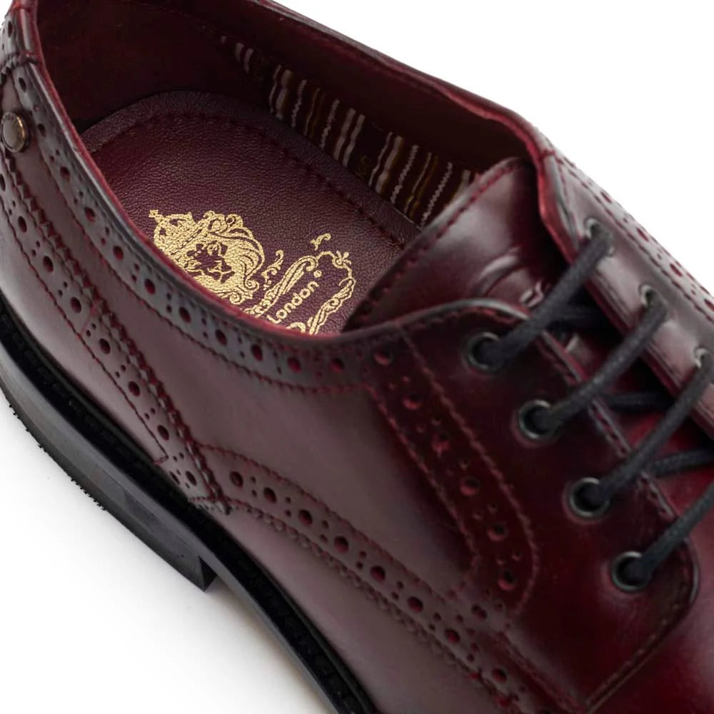 Base London Chaplin Lace Up Brogue Bordo Shoe