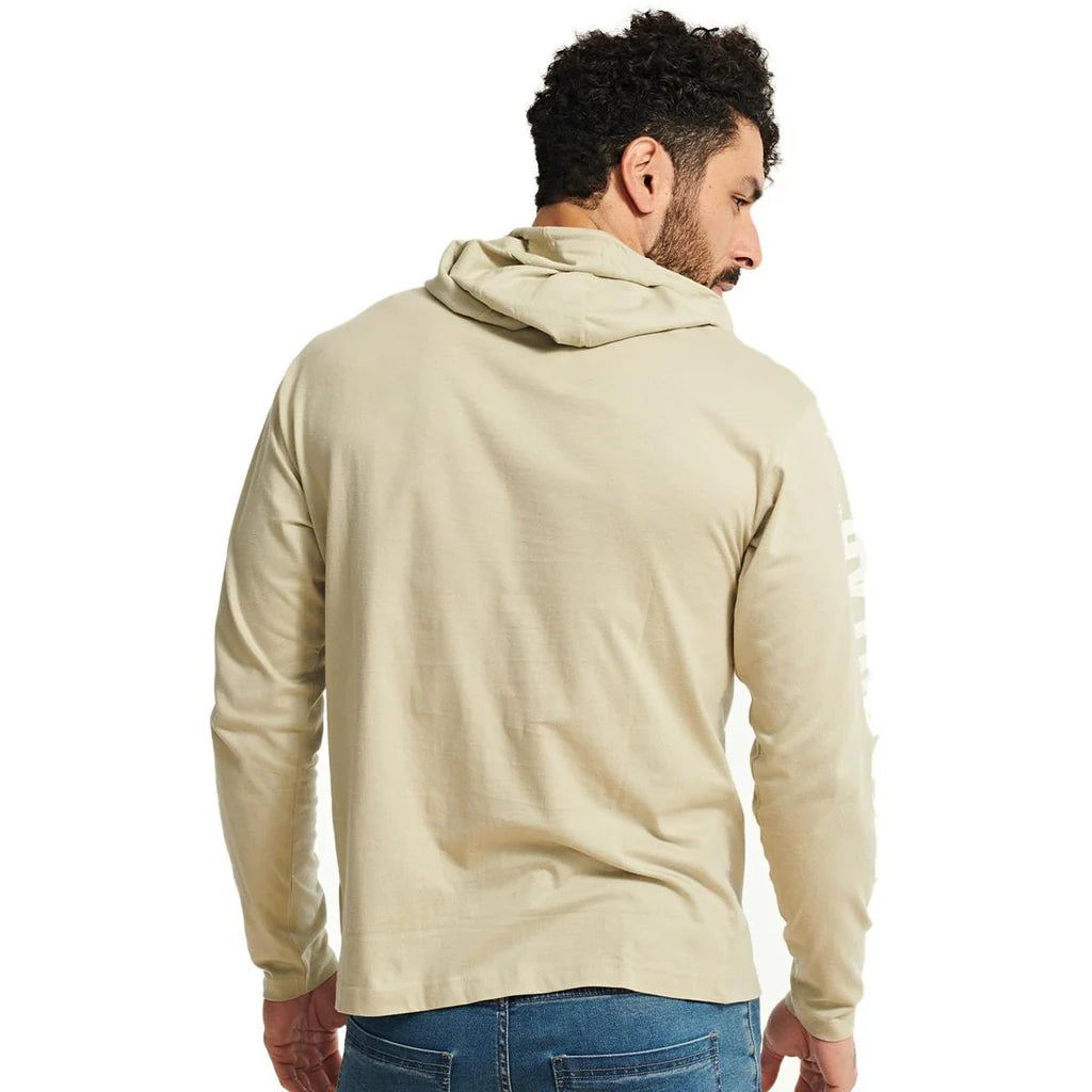 Caterpillar Hooded Mens Cotton Long Sleeve Tee