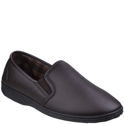 Fleet & Foster Visa Mens Softie Leather Twin Gusset Slippers