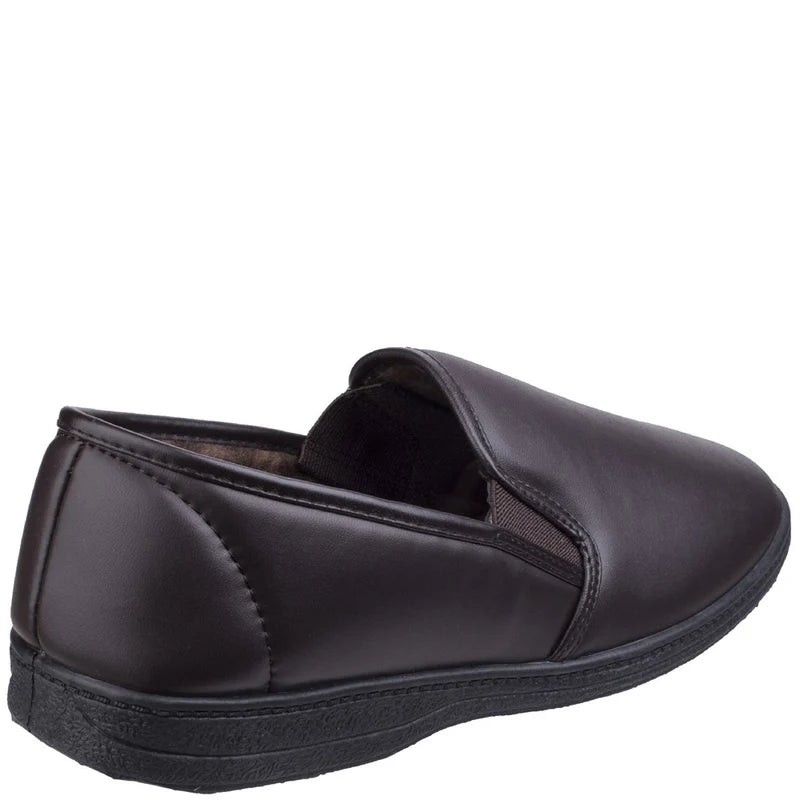 Fleet & Foster Visa Mens Softie Leather Twin Gusset Slippers