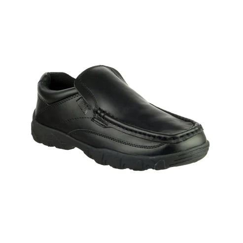 Mirak Jack (Gussett) Composite Toe Slip On Black Leather Men Work Shoe