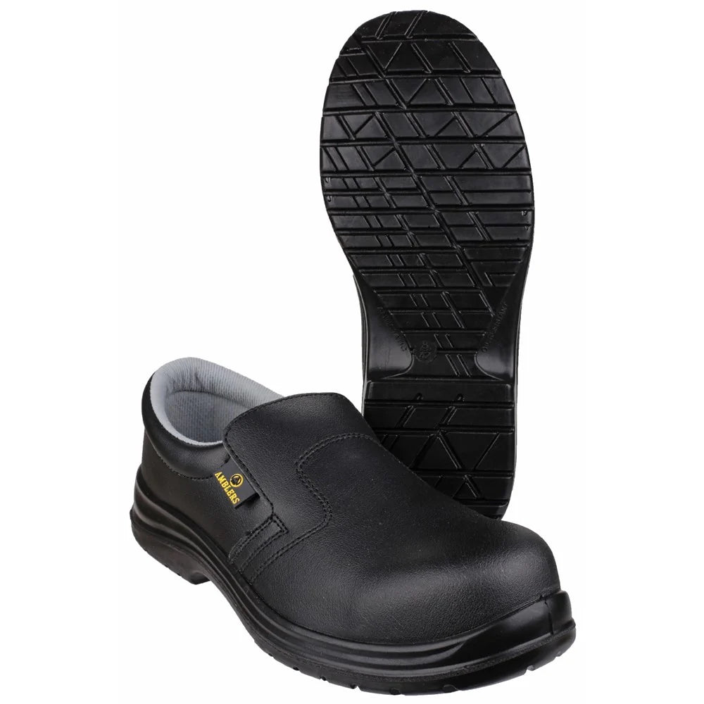 Amblers Safety Esd Micro Fibre Slip on Black Shoe