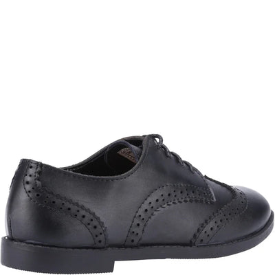 Hush Puppies Ally Kids Wide Fit Black Leather  School Shoes