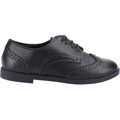 Hush Puppies Ally Kids Wide Fit Black Leather  School Shoes