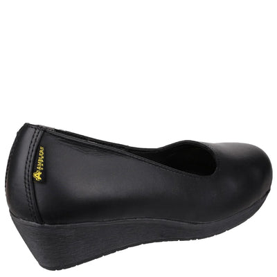 Amblers Safety Women Leather Heeled Black Shoes