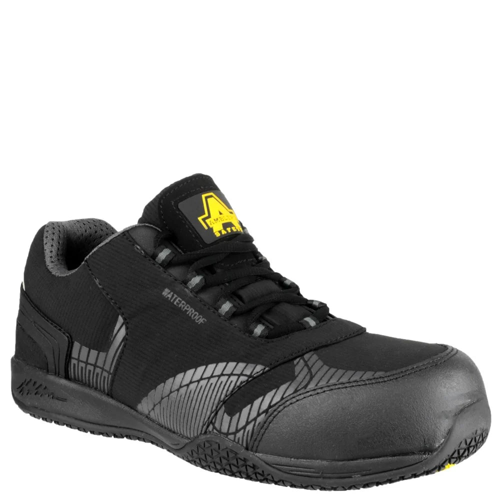 Amblers Safety Waterproof Mens Lightweight Black/Grey Safety Trainer