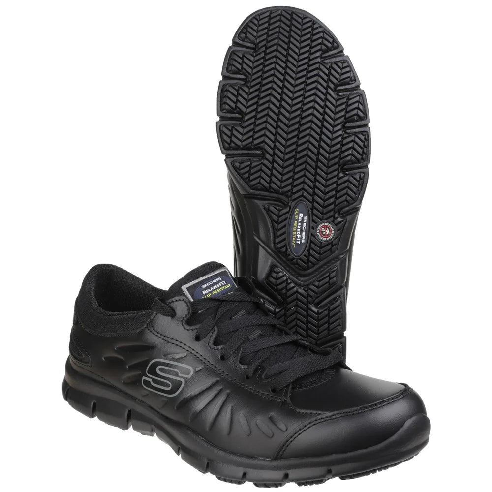 Skechers Workwear Eldred Lace Up Comfort Black Work Shoe