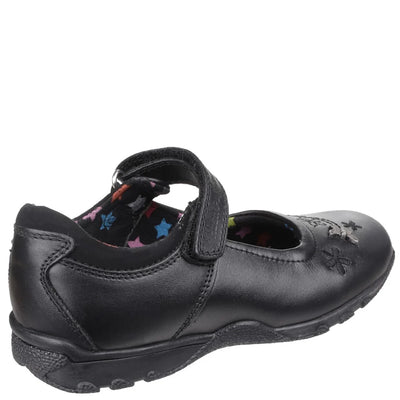 Hush Puppies Black Clare Girls Leather Touch Fasten Patent School Shoe