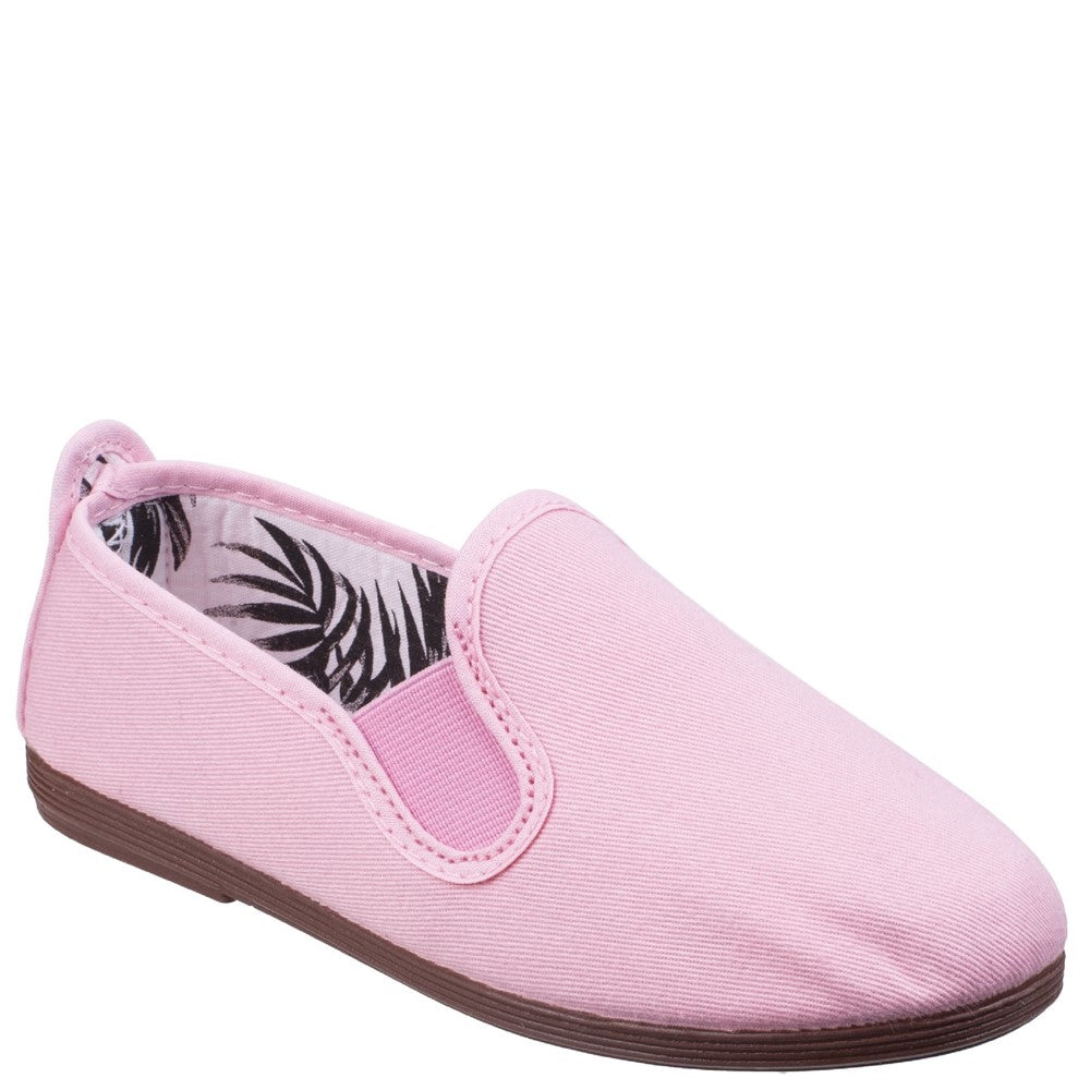 Flossy Arnedo Junior Canvas Slip On Plimsolls Baby Pink Shoe