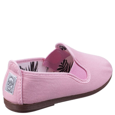 Flossy Arnedo Junior Canvas Slip On Plimsolls Baby Pink Shoe