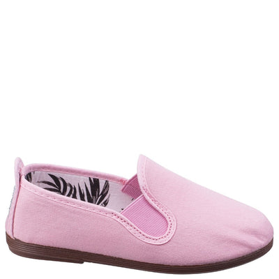 Flossy Arnedo Junior Canvas Slip On Plimsolls Baby Pink Shoe