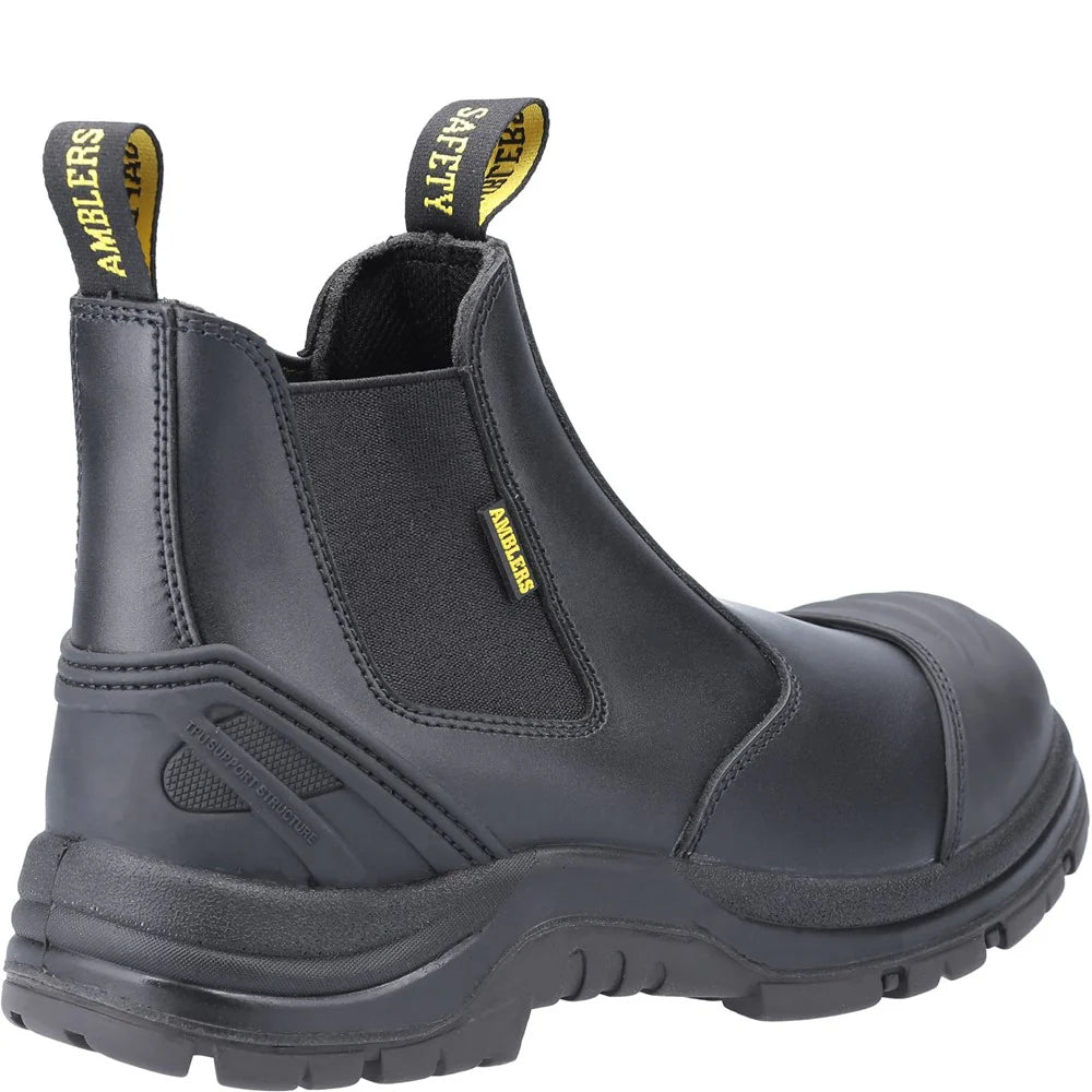 Amblers Safety York Dealer HRO Slip On Oiled Leather Black Boot