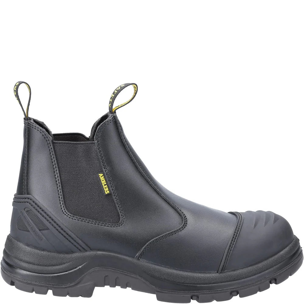 Amblers Safety York Dealer HRO Slip On Oiled Leather Black Boot