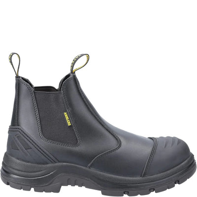 Amblers Safety York Dealer HRO Slip On Oiled Leather Black Boot