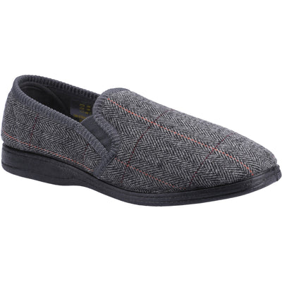 Fleet & Foster Mitchell Luxury Mens Slippers Comfy Tweed Check Warm Lining