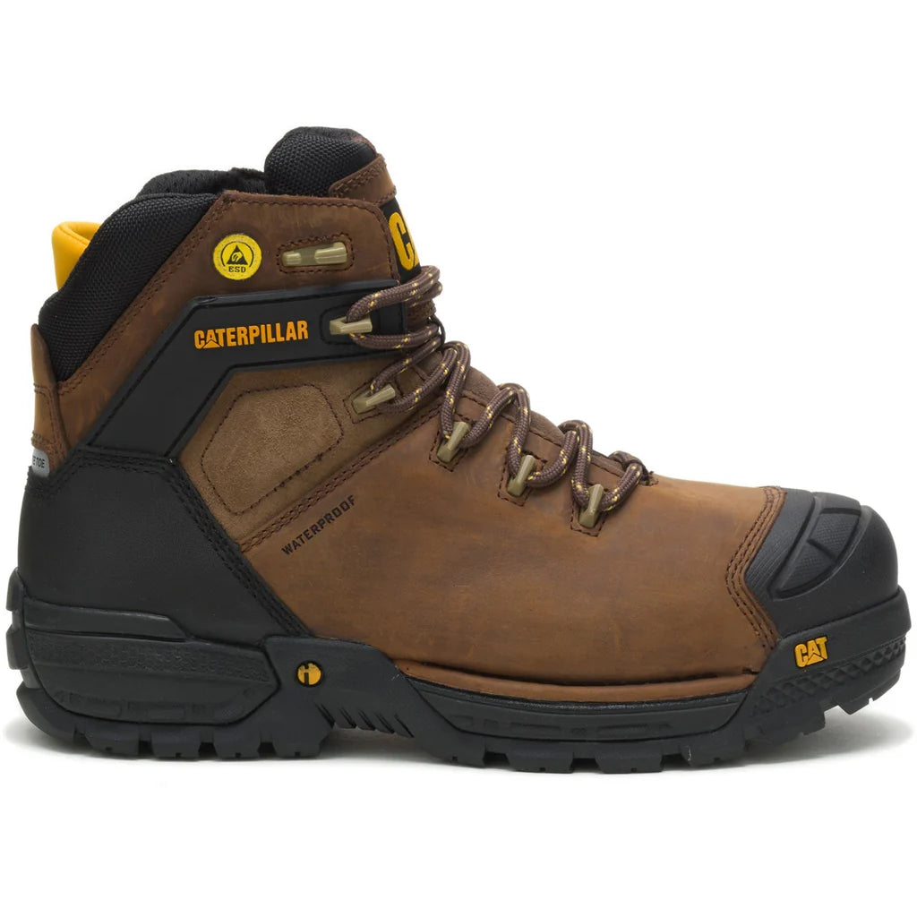 Caterpillar Excavator Dark Brown Leather Male Hiker Safety Footwear