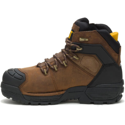 Caterpillar Excavator Dark Brown Leather Male Hiker Safety Footwear