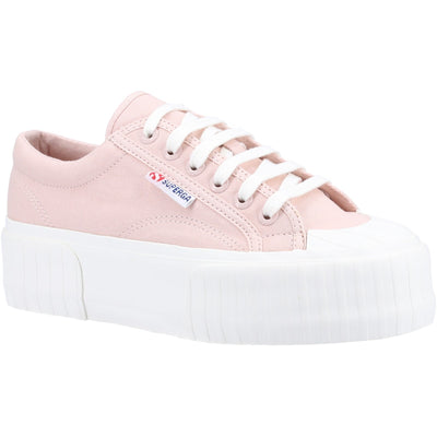 Superga  Stripe Platform Women Lace Up Trainer In Pink Smoke