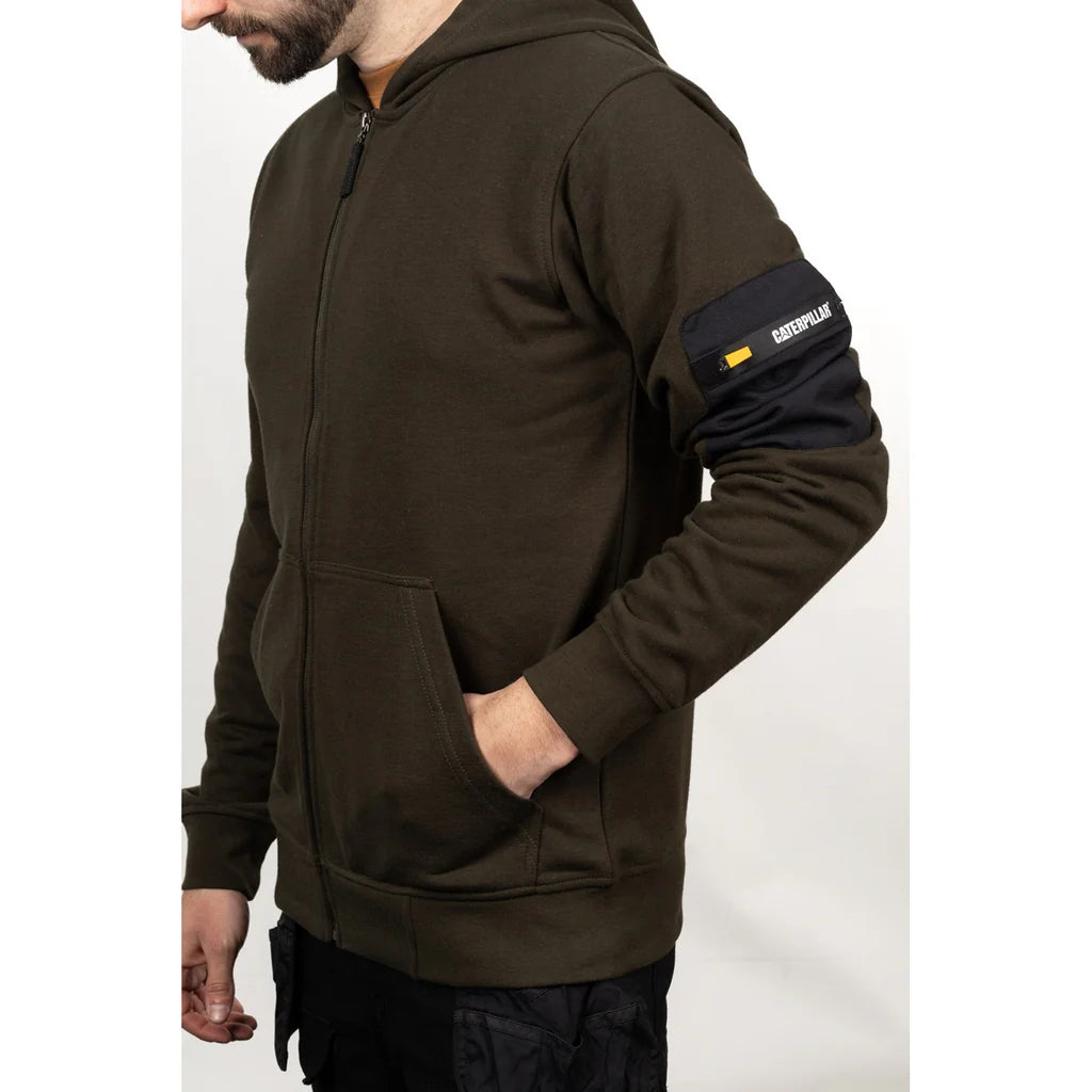 Caterpillar Loopback Full Zip Ribbon Elastic Waist Hoody