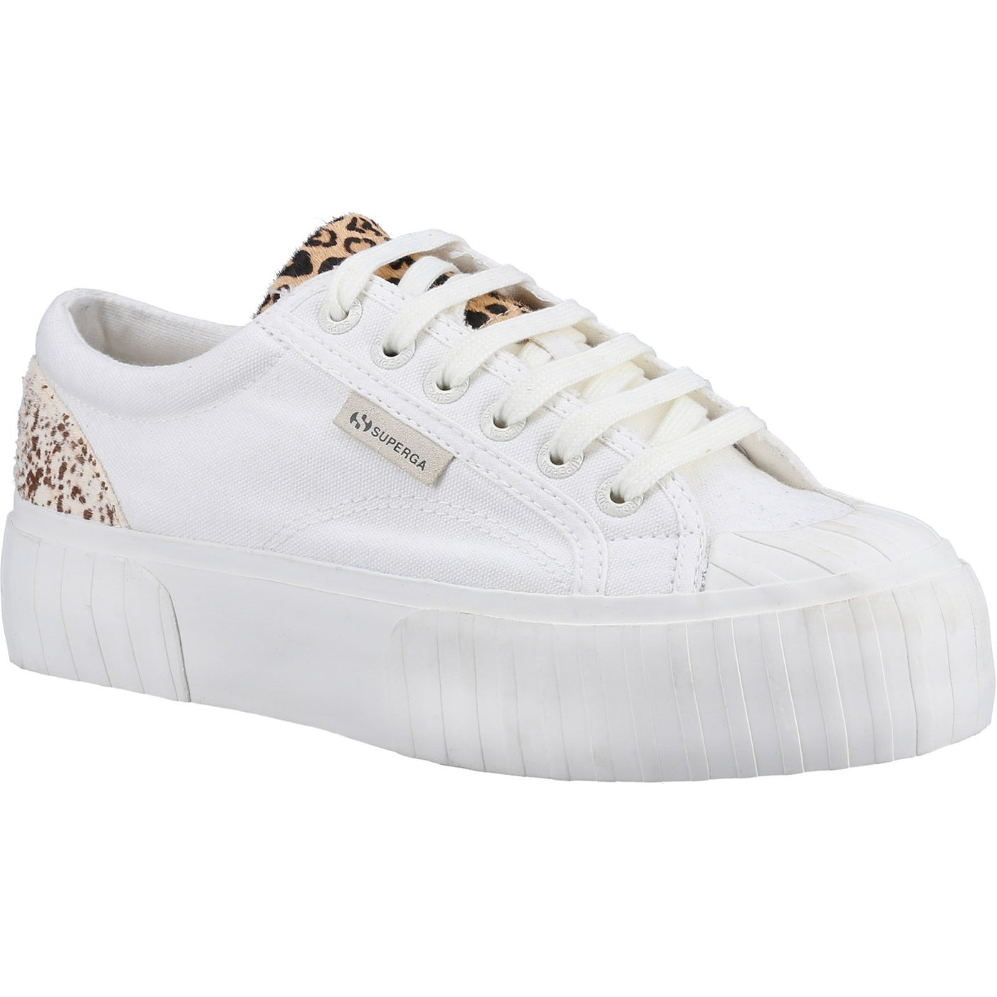 Superga Calfhair Details Leopard Spots Classic Trainer In White