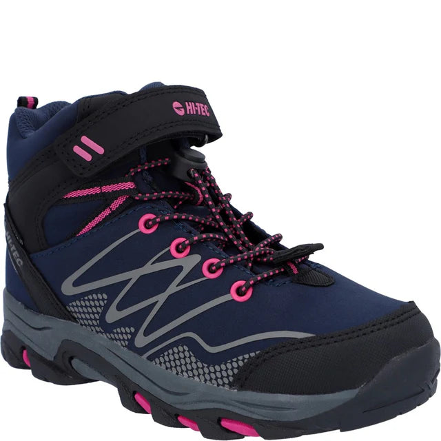 Hi-Tec Mid Wp Blackout Lace Up navy Girls Walking Boot