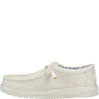 Heydude Wally Stretch Linen Natural Canvas Mens Shoes