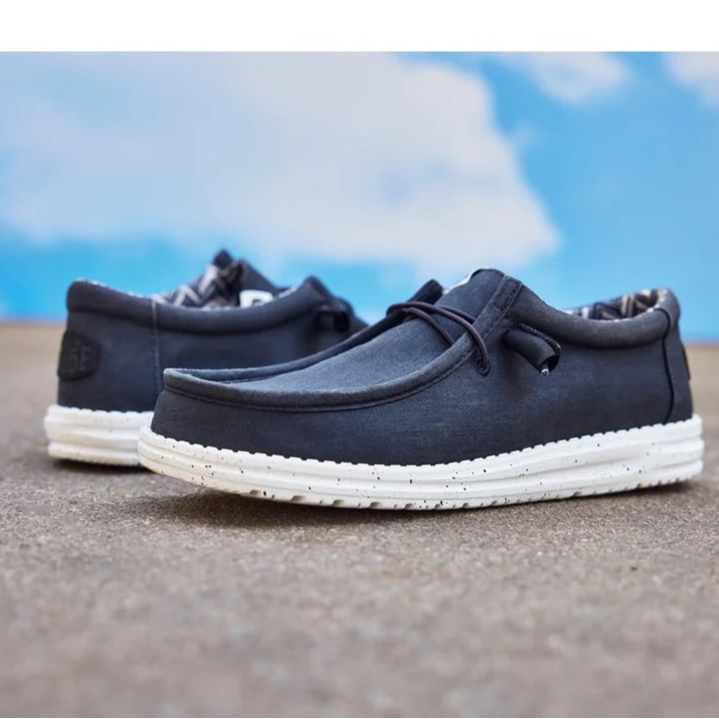 Heydude Wally Stretch Linen Natural Canvas Mens Shoes