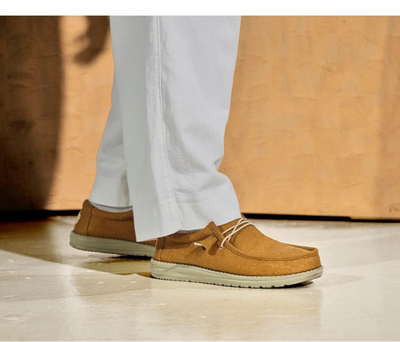 Heydude Wally Stretch Linen Natural Canvas Mens Shoes