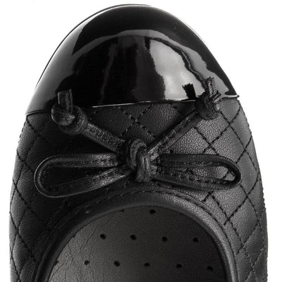 Geox Plie kids black quilted flat Leather Classy Shoes