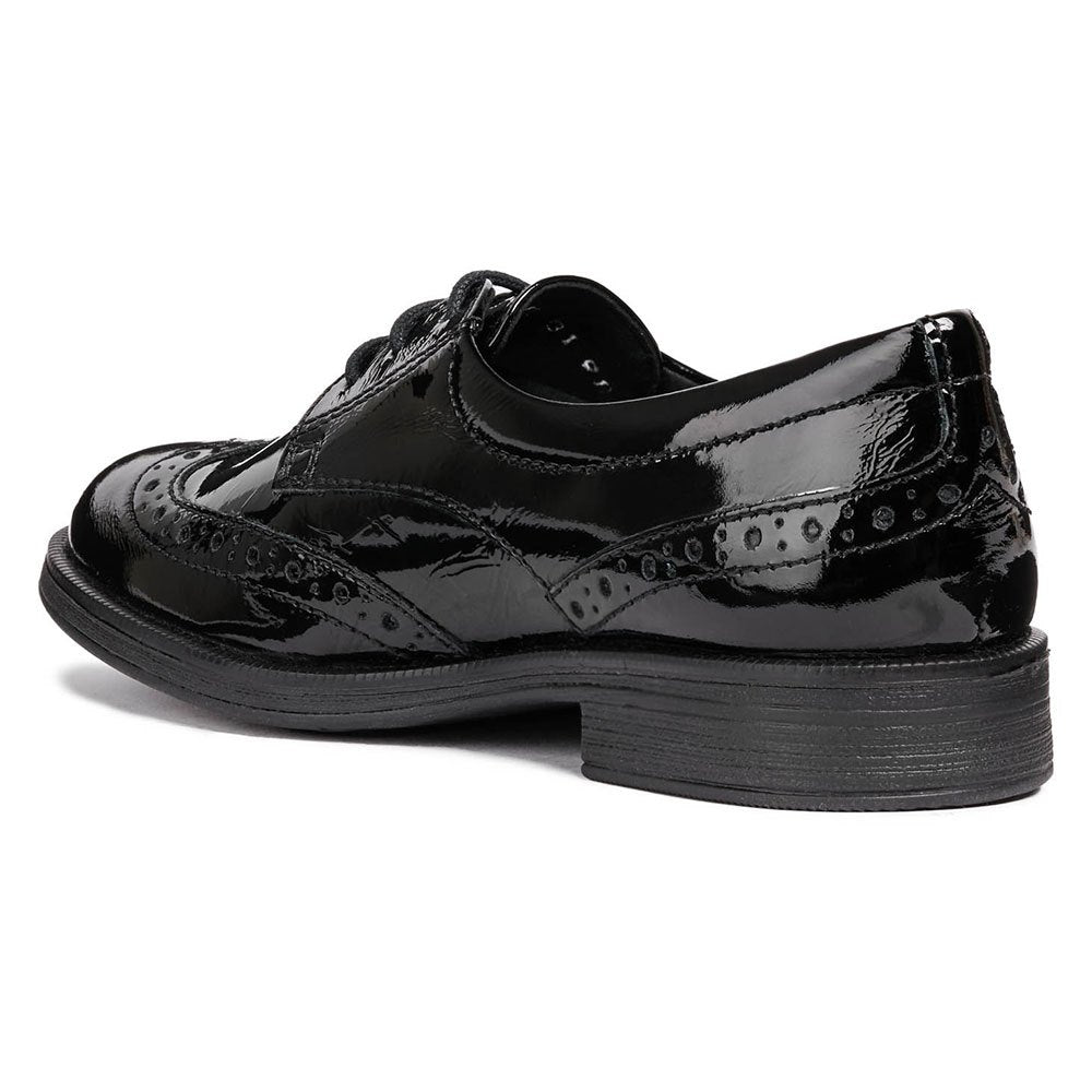 Geox  J Agata D Lace Up Shoe in Black Patent