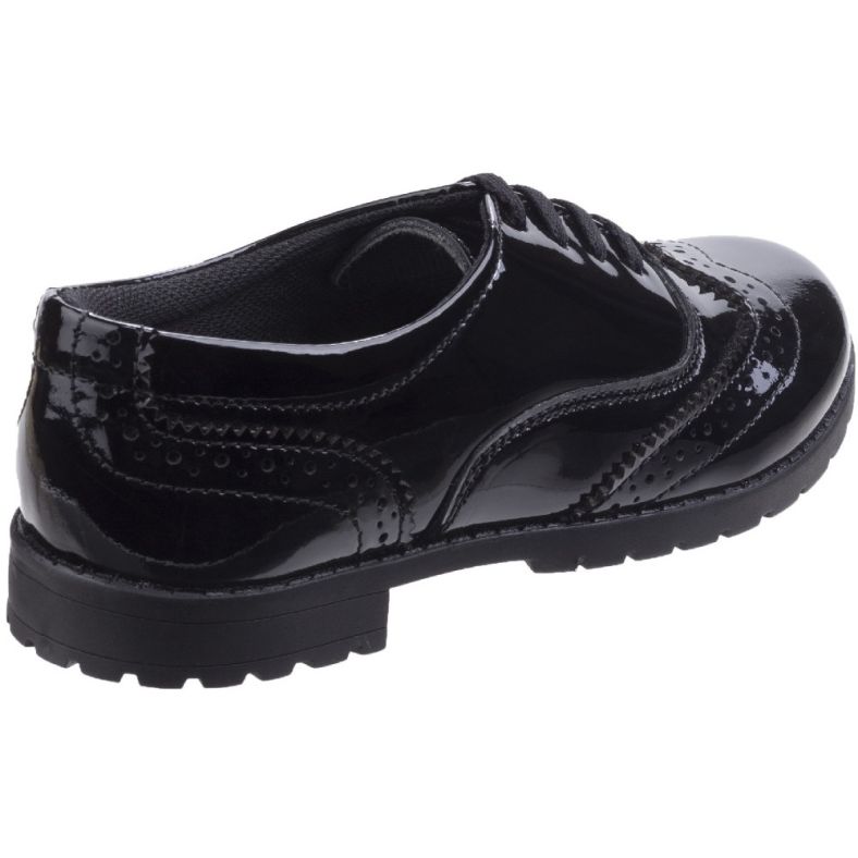 Hush Puppies Eadie Kada Junior Black Patent Leather Brogue Style Shoe