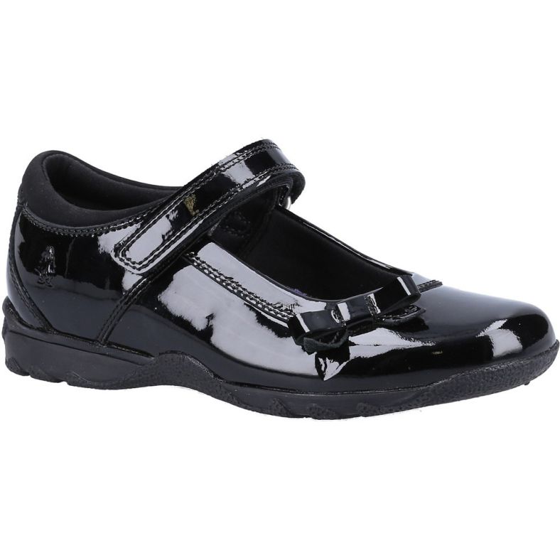 Hush Puppies Carrie Girls  Leather Prime Step Black School Shoes