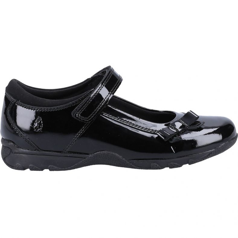 Hush Puppies Carrie Girls  Leather Prime Step Black School Shoes