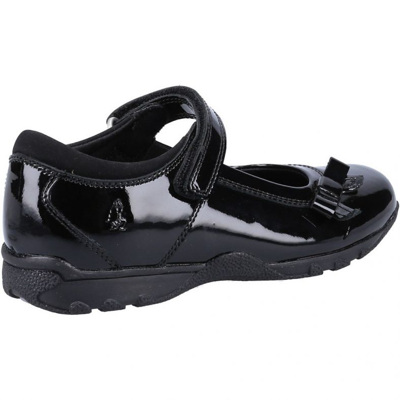 Hush Puppies Carrie Girls  Leather Prime Step Black School Shoes