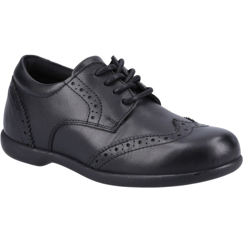 Hush Puppies Nordways Bridget Black Leather Lace-Up Brogues School Shoes