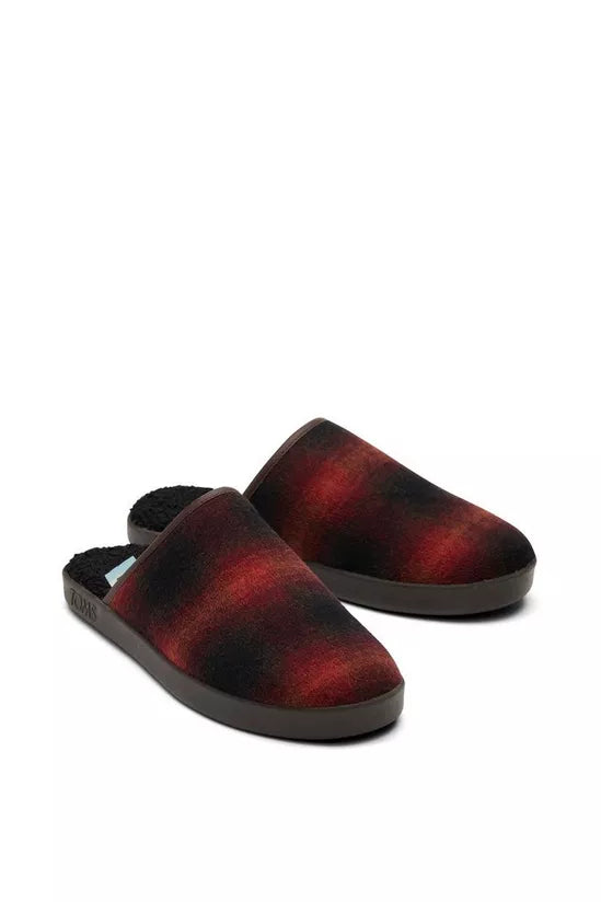 Toms Harbor Mule Red Abstract Plaid Slippers