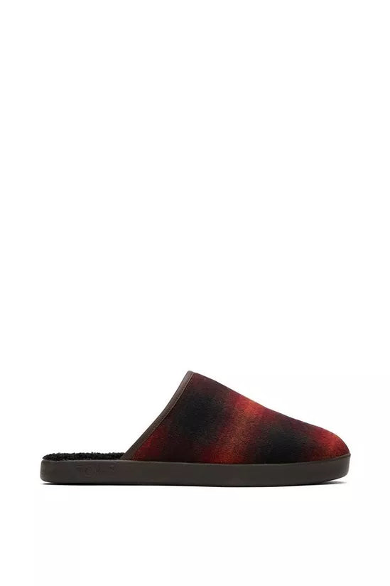 Toms Harbor Mule Red Abstract Plaid Slippers