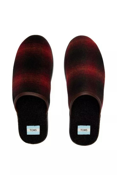 Toms Harbor Mule Red Abstract Plaid Slippers