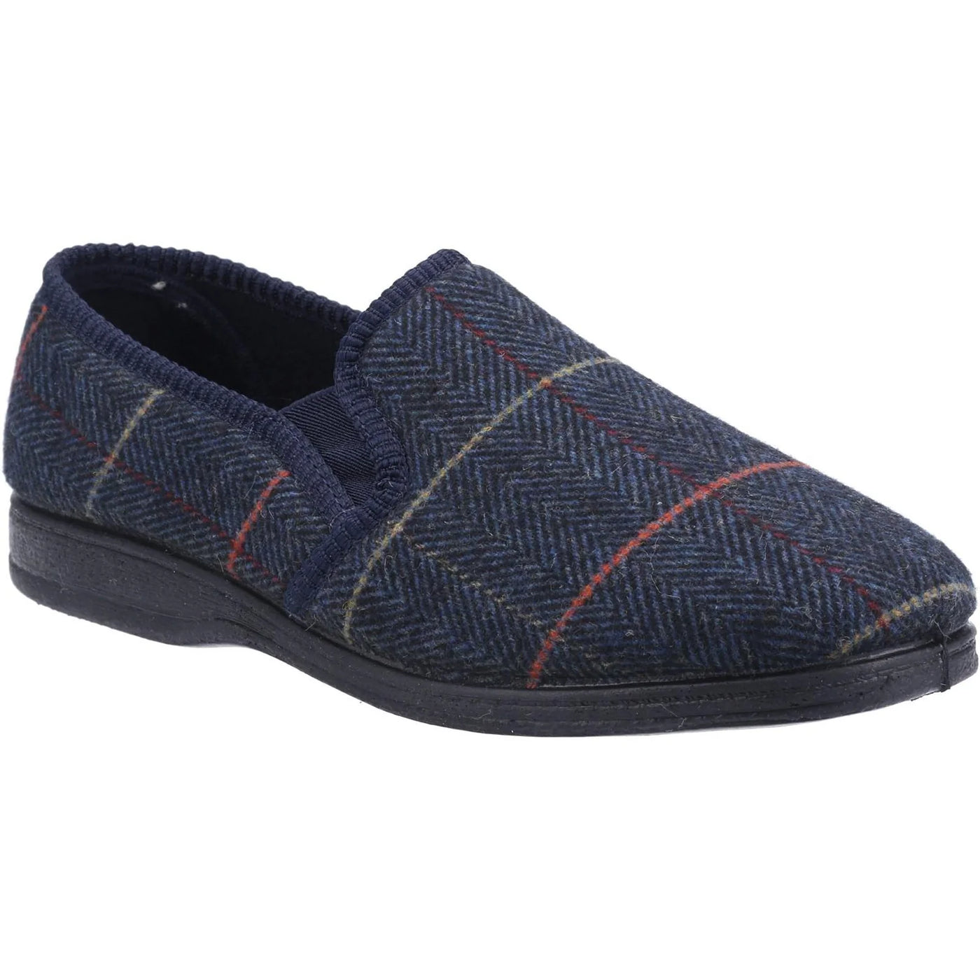 Fleet & Foster Mitchell Luxury Mens Slippers Comfy Tweed Check Warm Lining