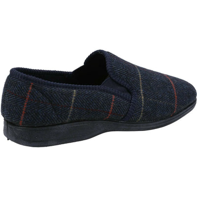 Fleet & Foster Mitchell Luxury Mens Slippers Comfy Tweed Check Warm Lining