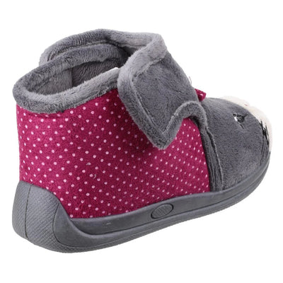 Mirak Kitty Kids Touch Fastening Grey Slipper